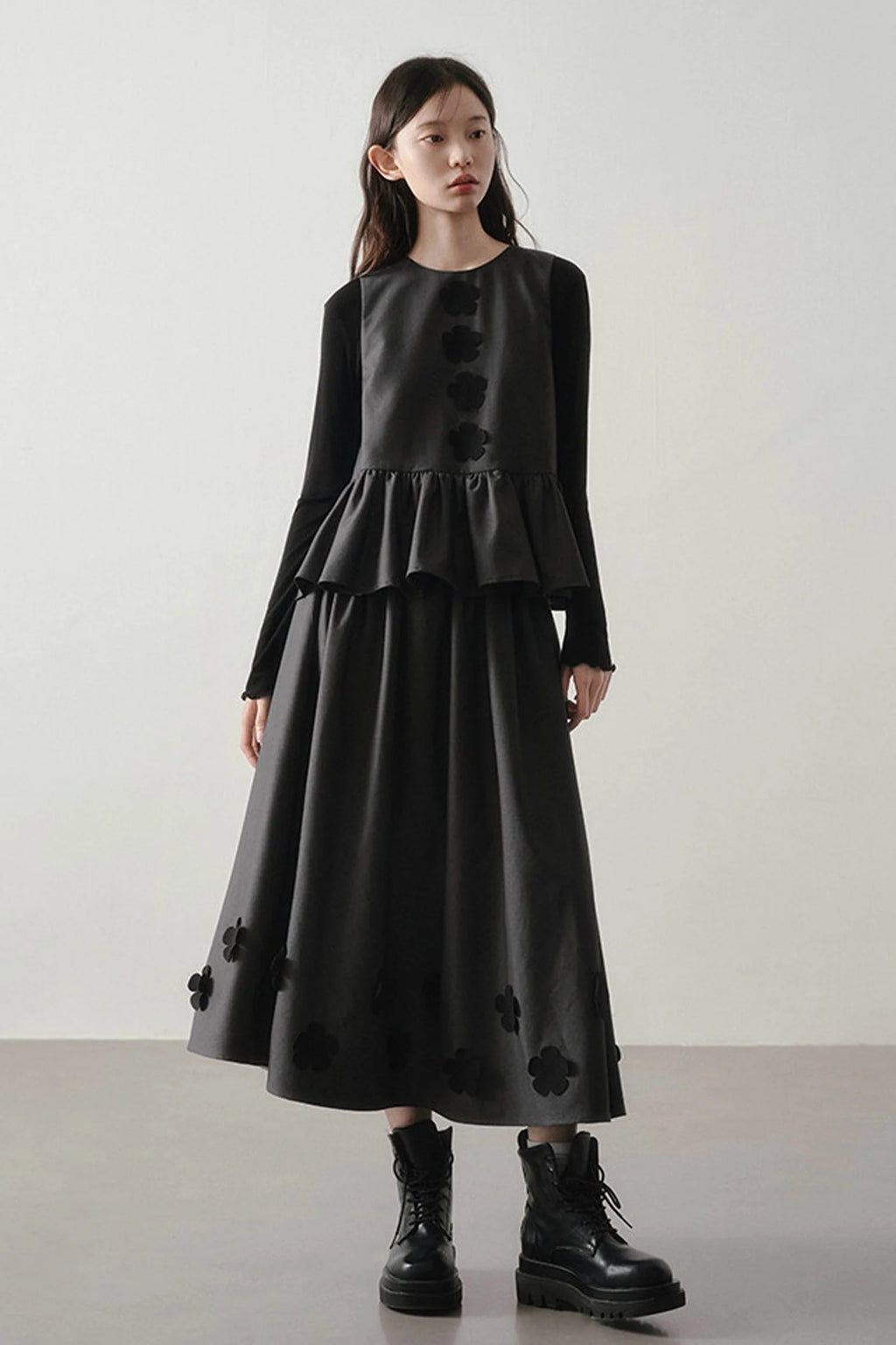 Petal Design Two-Piece Top Skirt Set