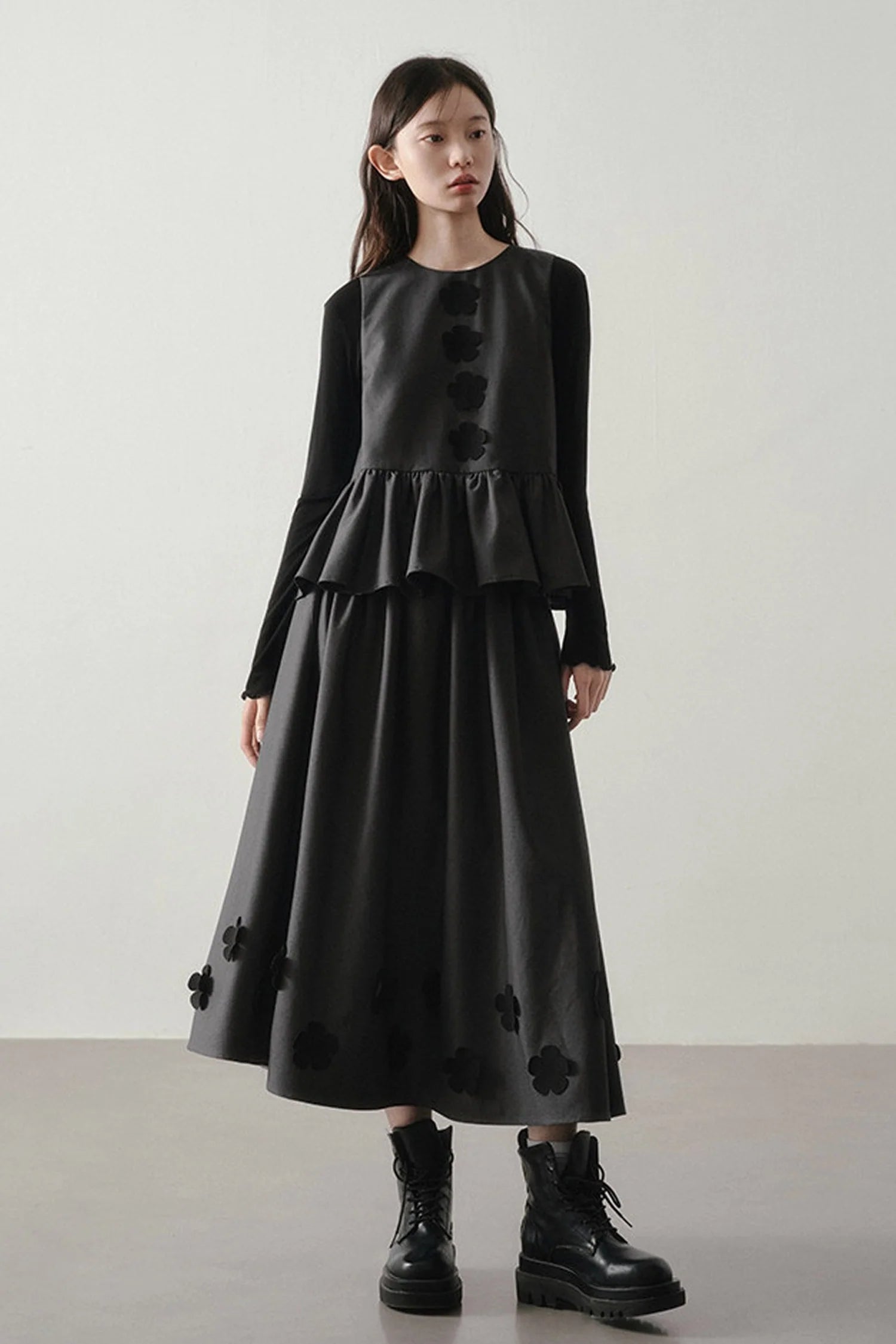 Petal Design Two-Piece Top Skirt Set