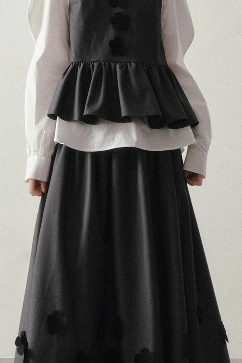 Petal Design Two-Piece Top Skirt Set