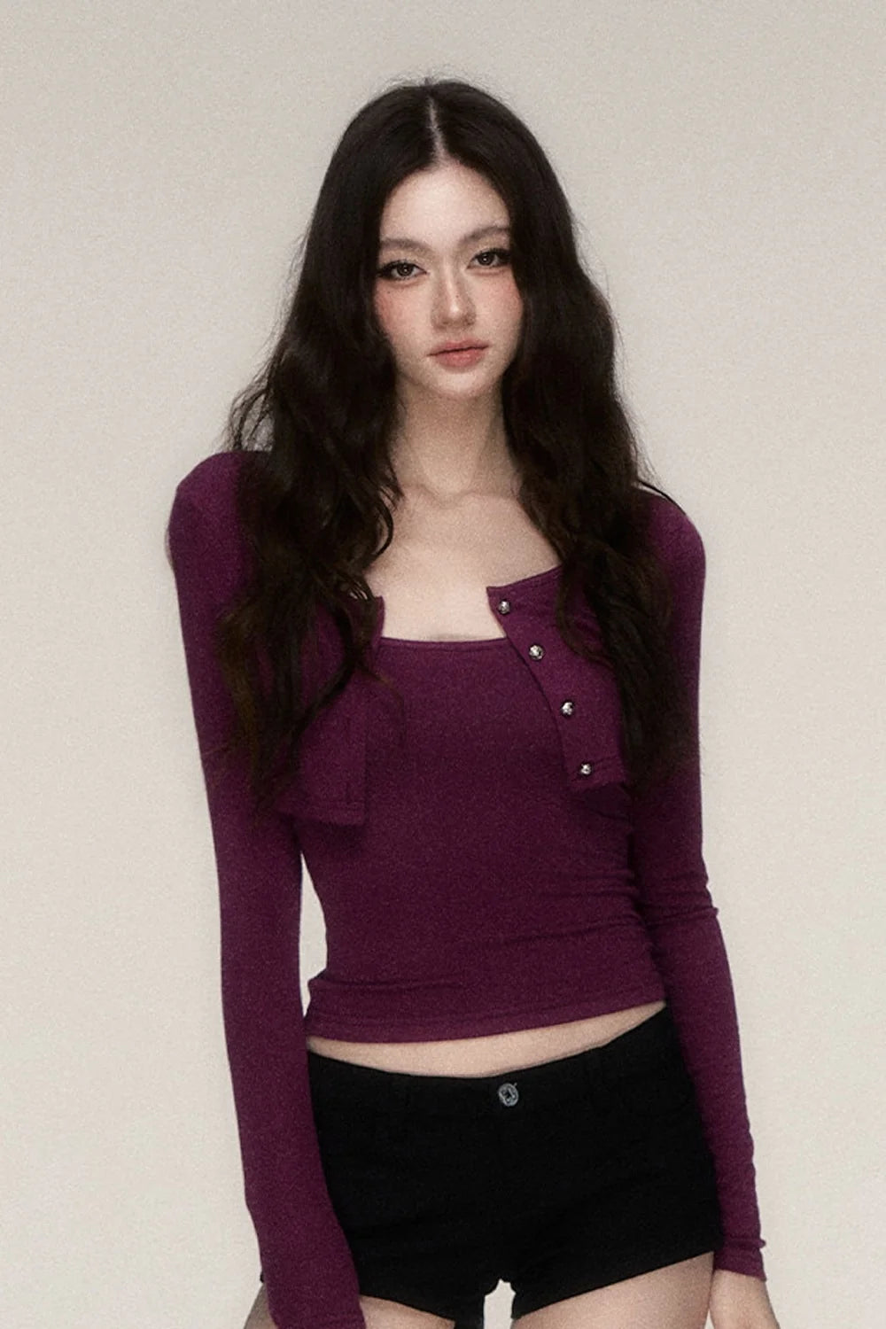 Long-Sleeved Top and Camisole Set