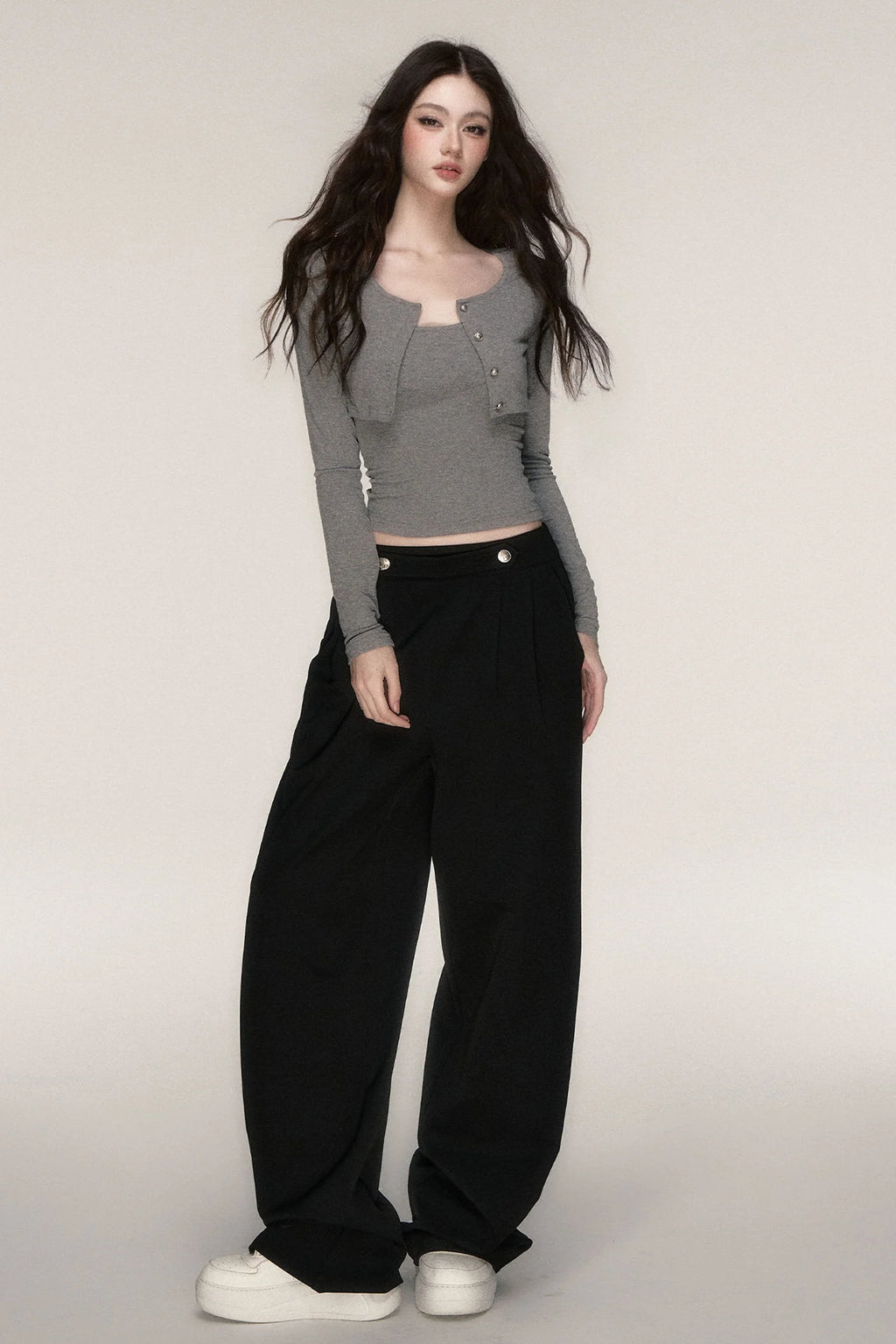 Long-Sleeved Top and Camisole Set