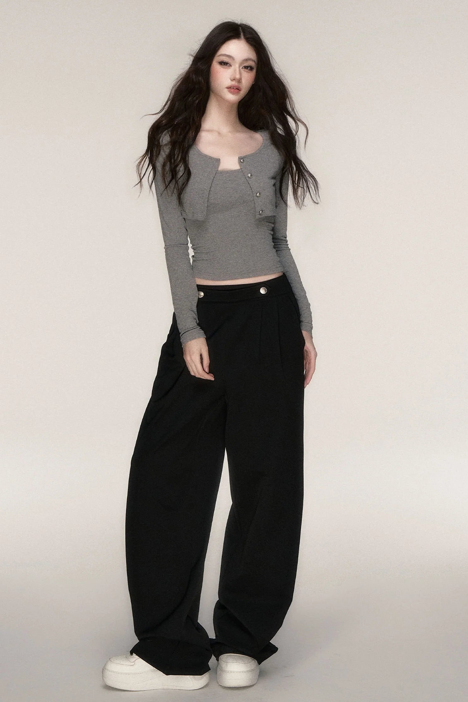 Long-Sleeved Top and Camisole Set