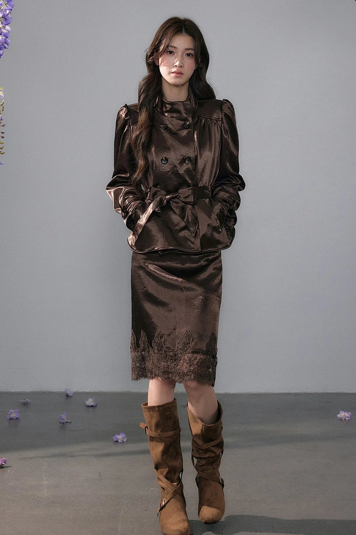 Lustrous Satin Lace Skirt