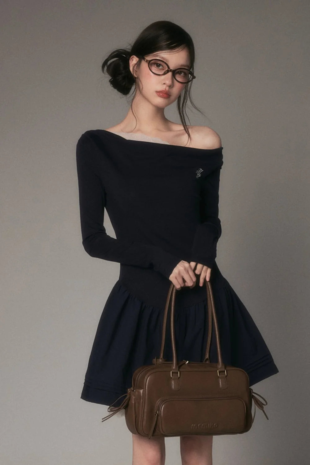 Off-Shoulder Polka Dot Lace Patchwork Dress