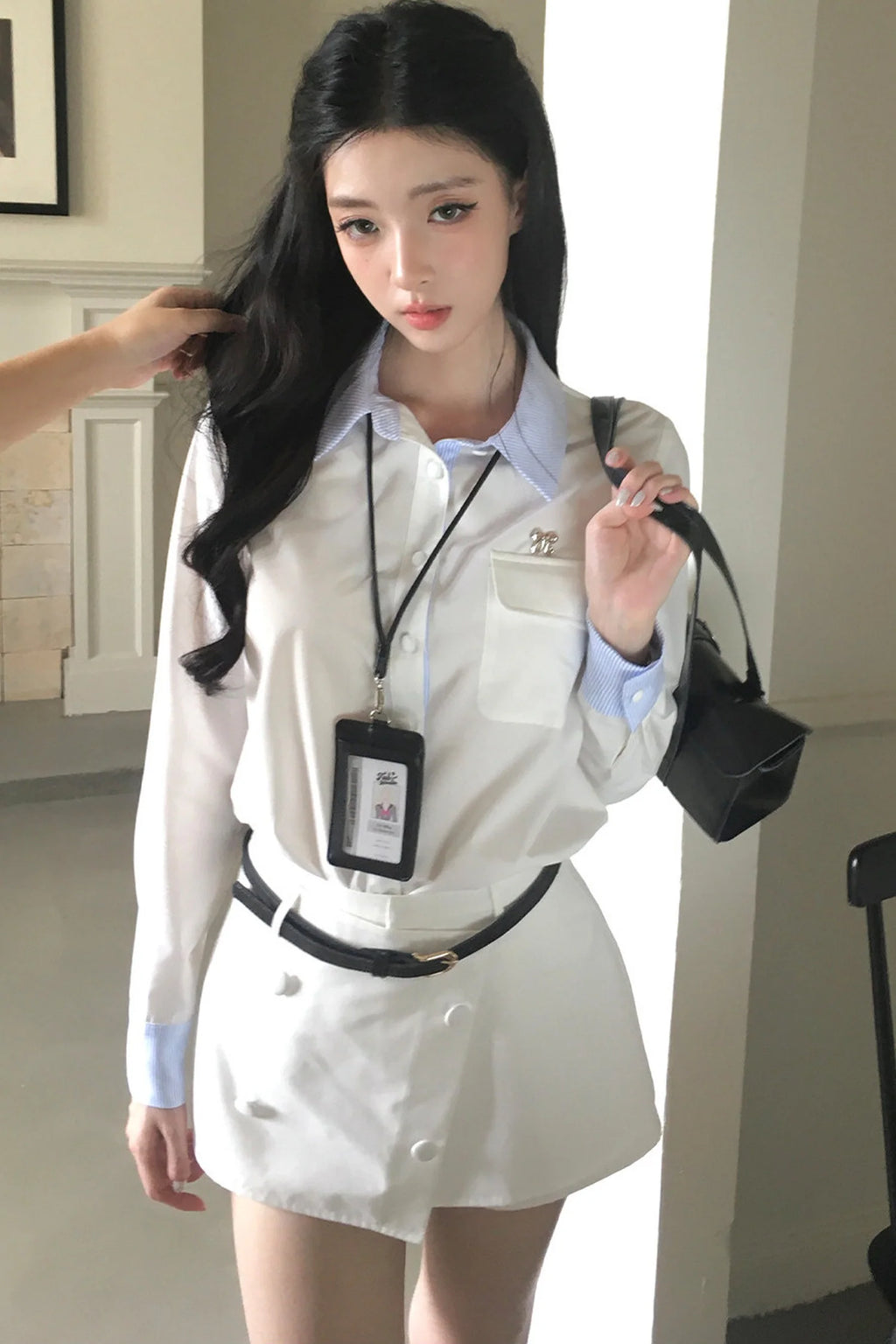 Elegant Shirt and Skirt Two-Piece Set-Up