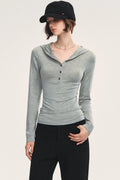 Stretchy Wool Blend Hooded T-Shirt