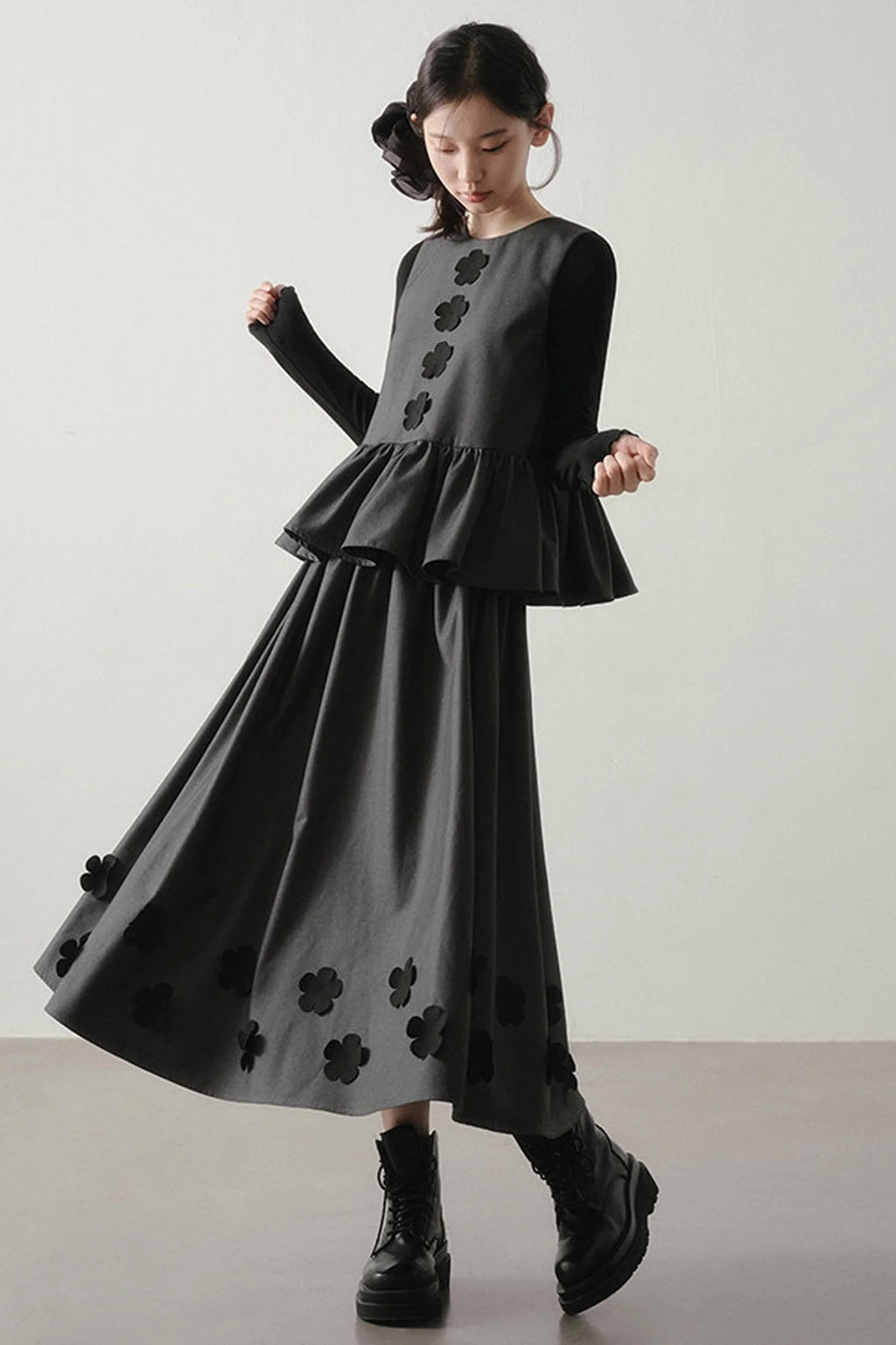 Petal Design Two-Piece Top Skirt Set