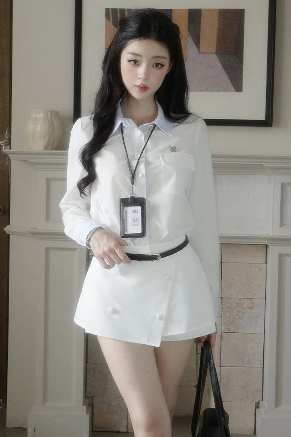 Elegant Shirt and Skirt Two-Piece Set-Up