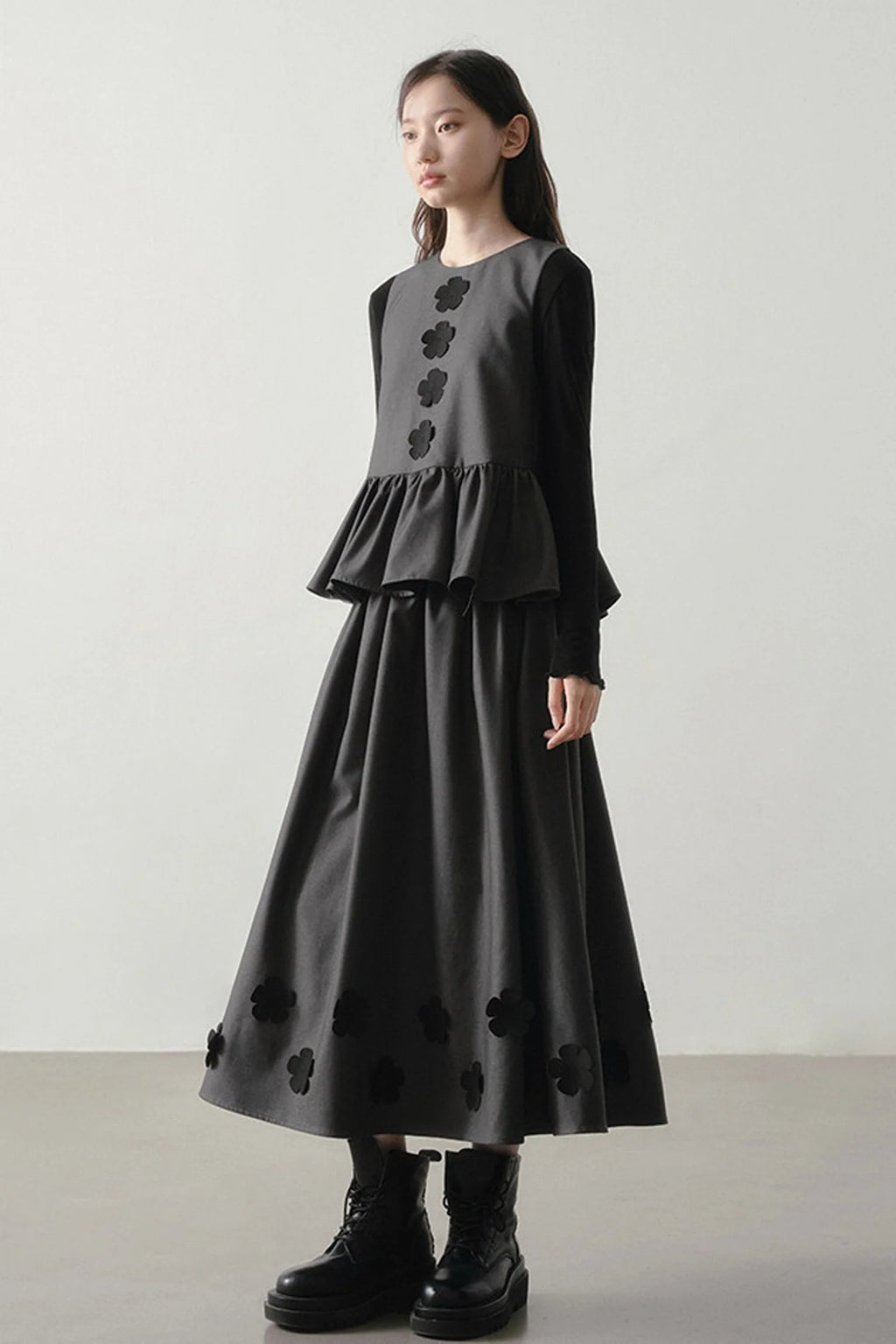 Petal Design Two-Piece Top Skirt Set