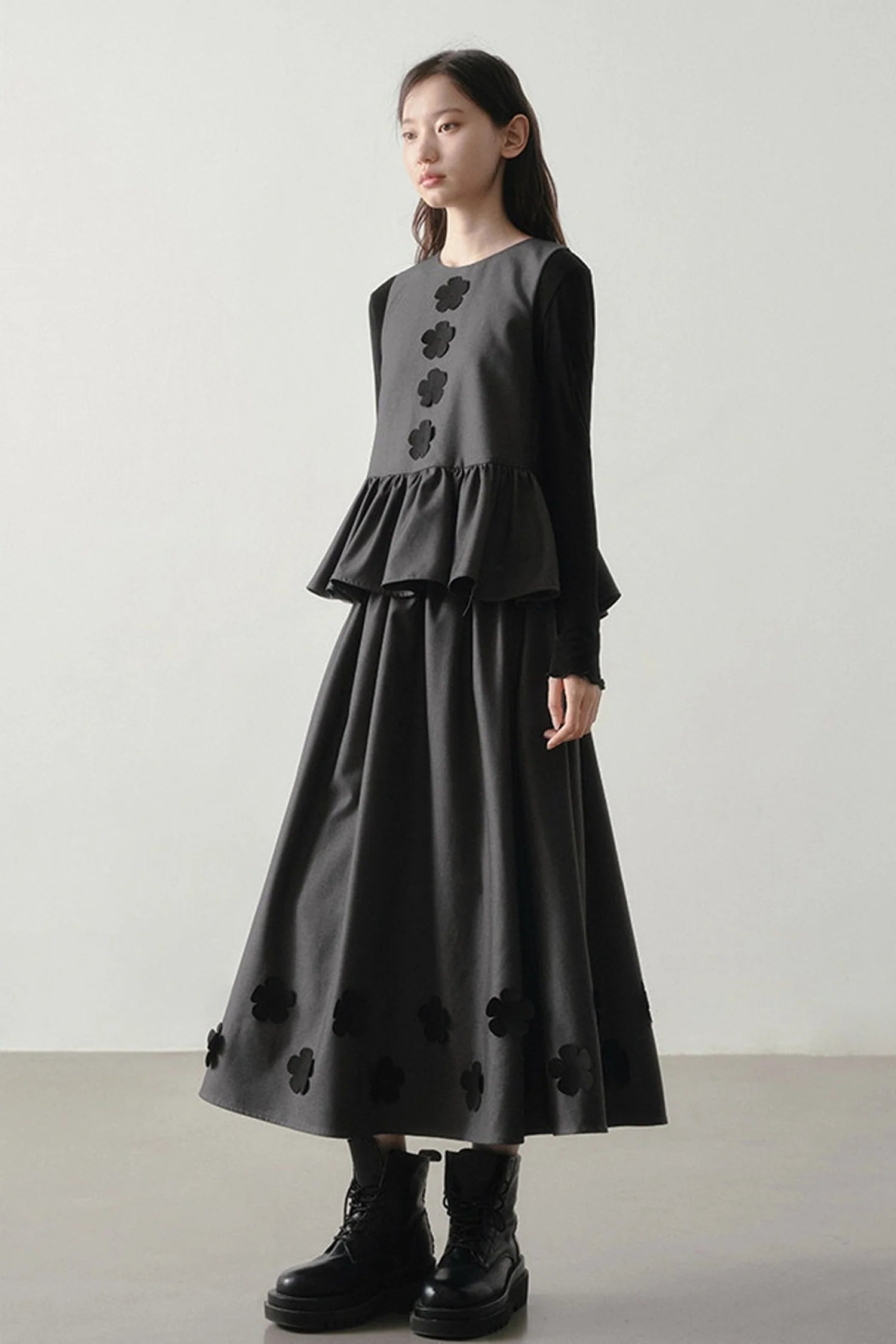 Petal Design Two-Piece Top Skirt Set