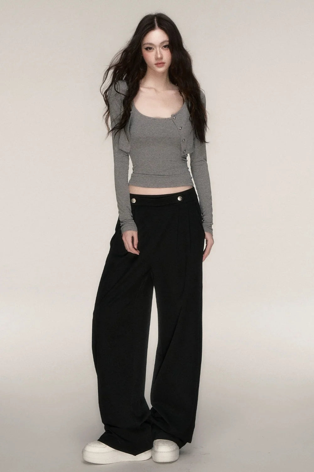 Long-Sleeved Top and Camisole Set