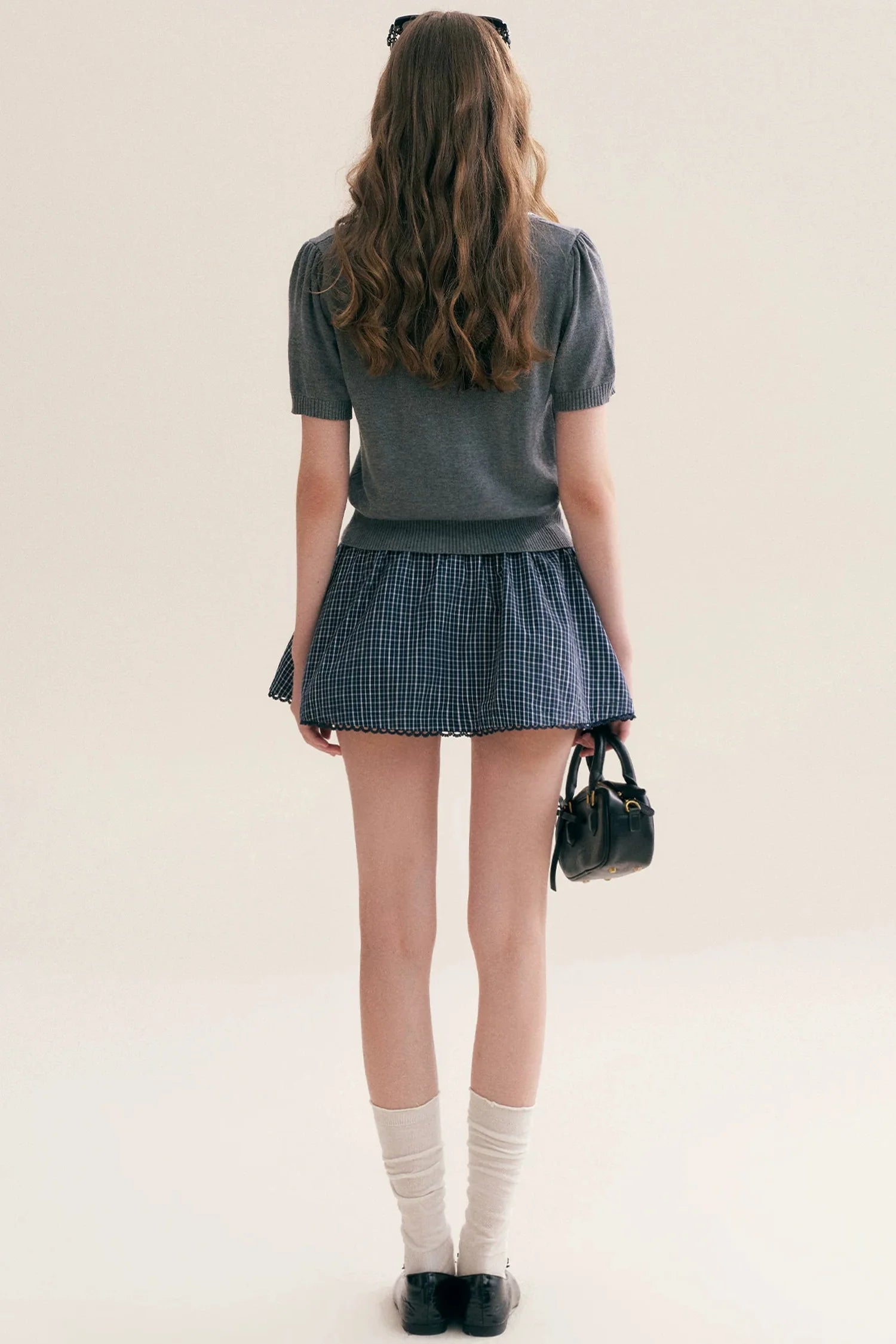 Wool Blend Plaid Polo Skirt Set-Up
