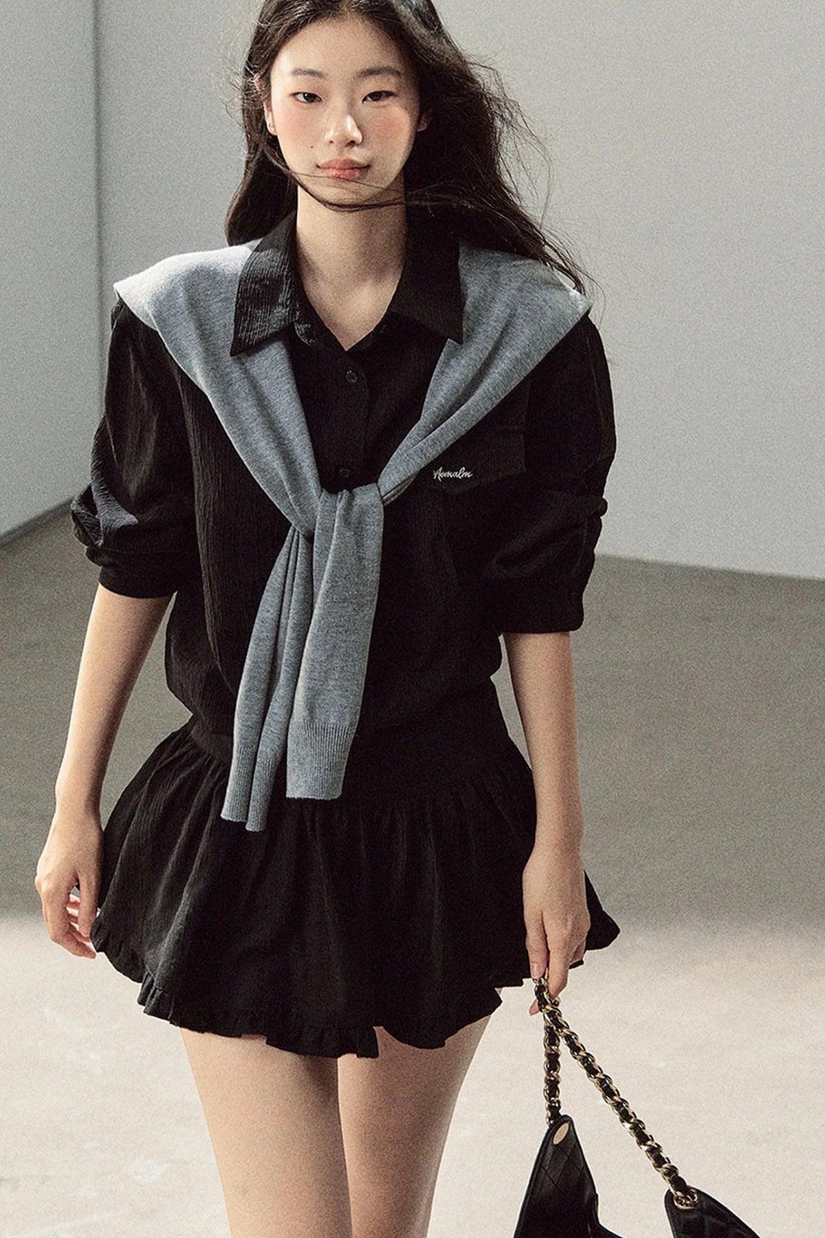 Night Whisper Shirt, Skirt Two-Piece and Jacket Set-Up