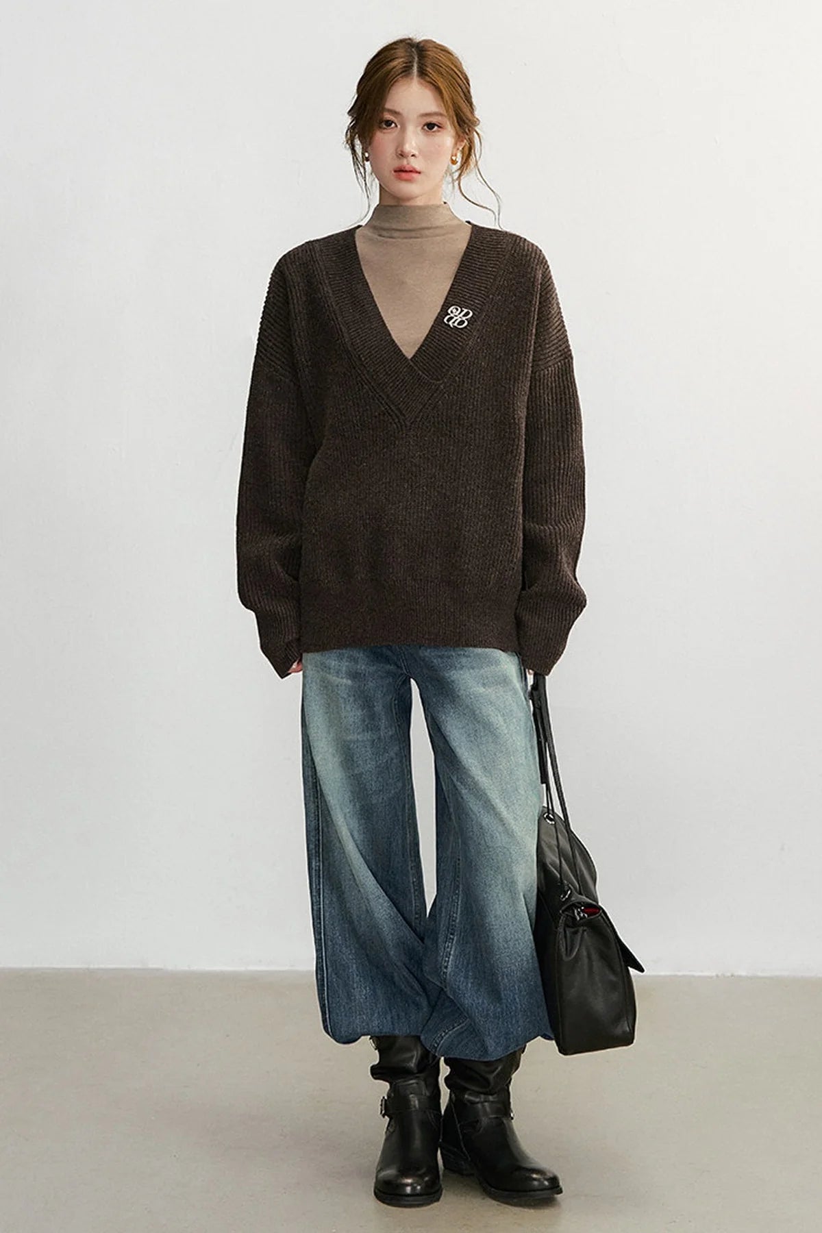 Wool Blend Layered-Look Sleeveless Vest Set-Up