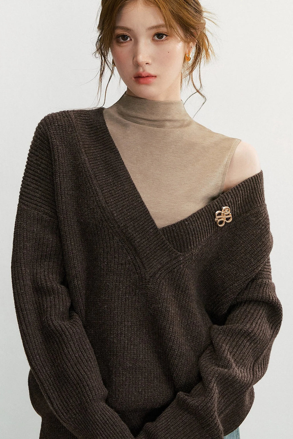 Wool Blend Layered-Look Sleeveless Vest Set-Up
