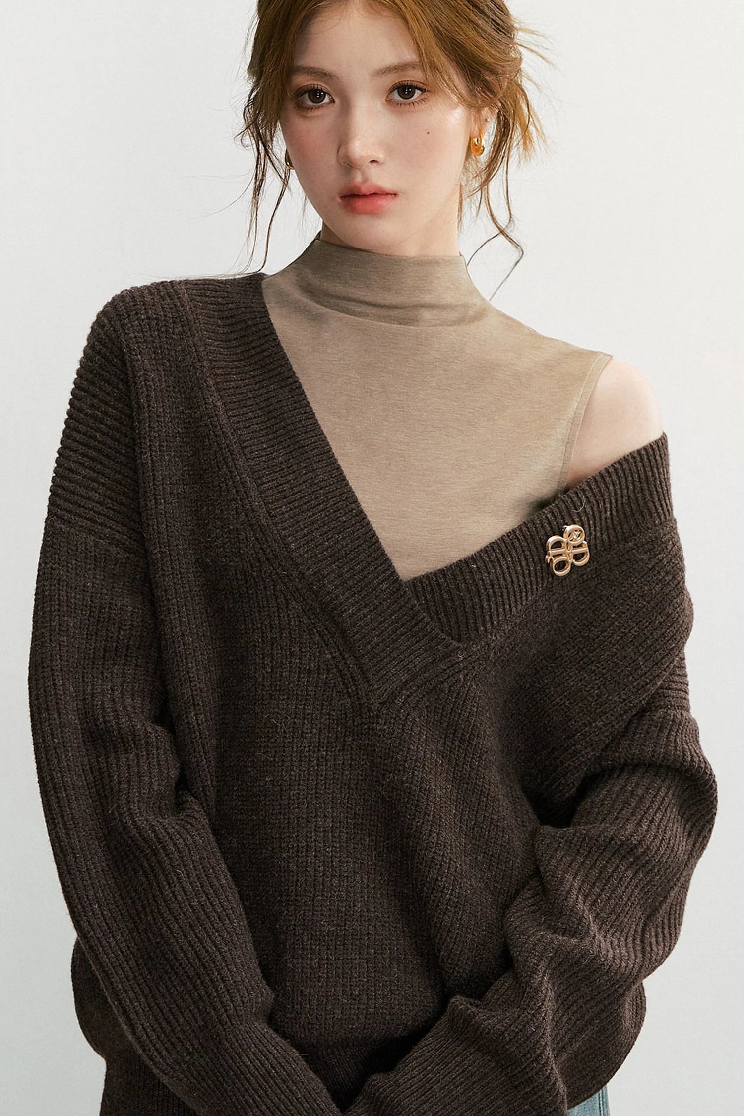 Wool Blend Layered-Look Sleeveless Vest Set-Up