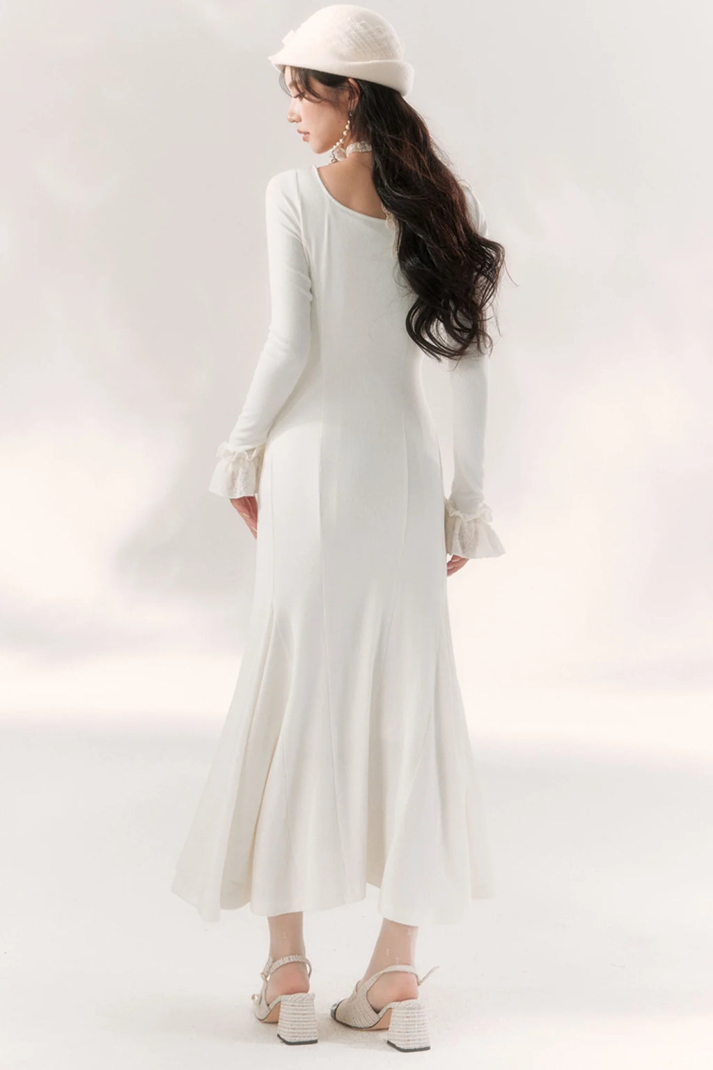 Bright Moonlight Ruffle Fishtail Dress