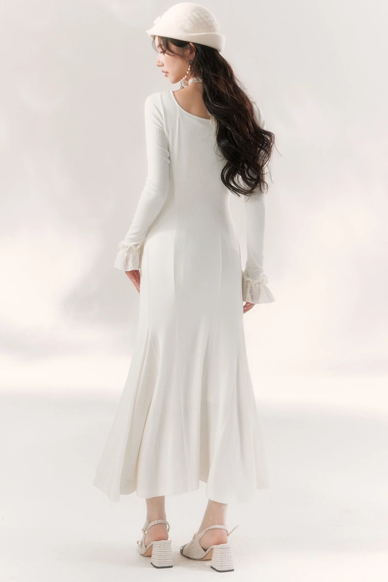 Bright Moonlight Ruffle Fishtail Dress