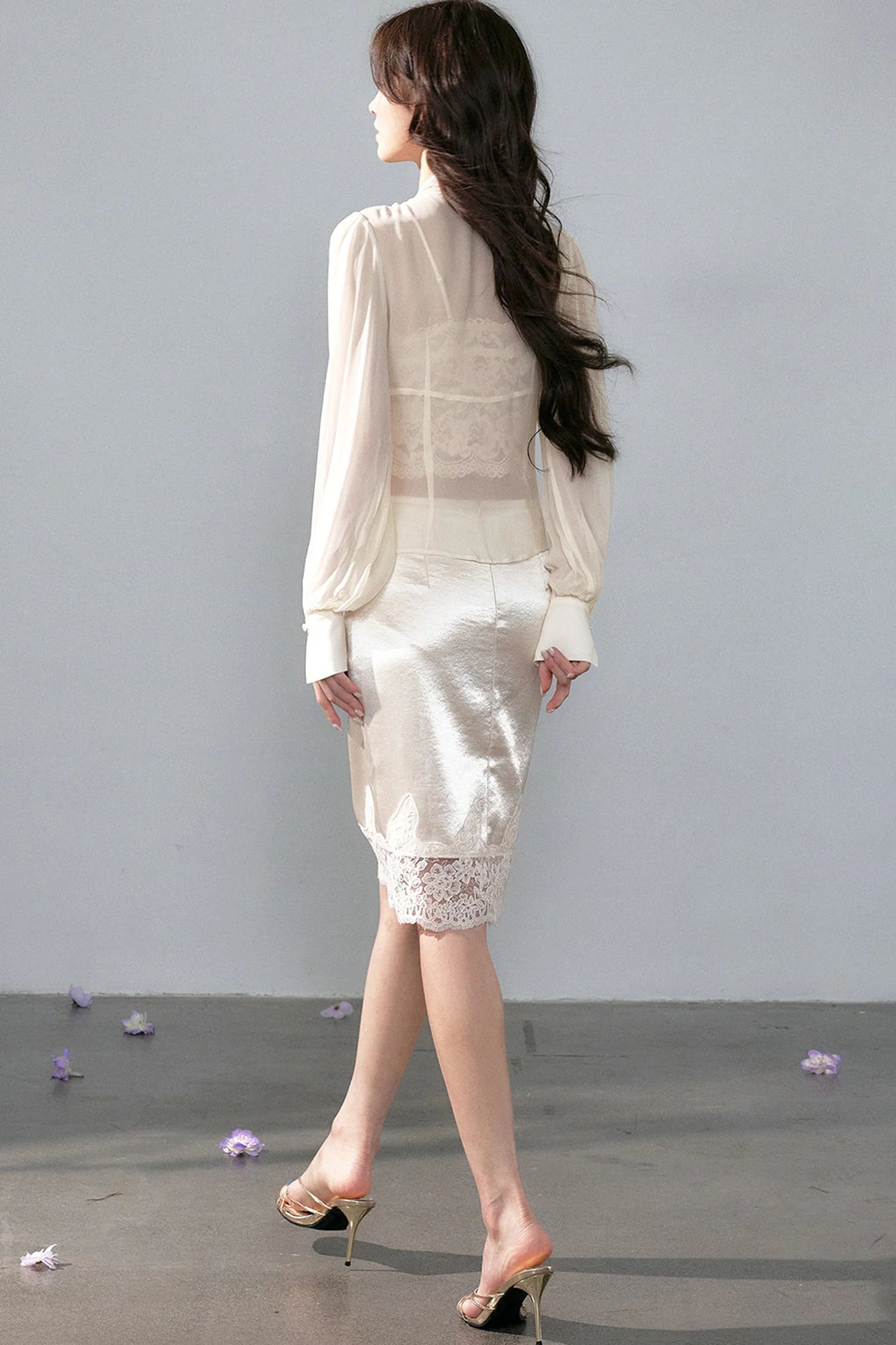 Lustrous Satin Lace Skirt