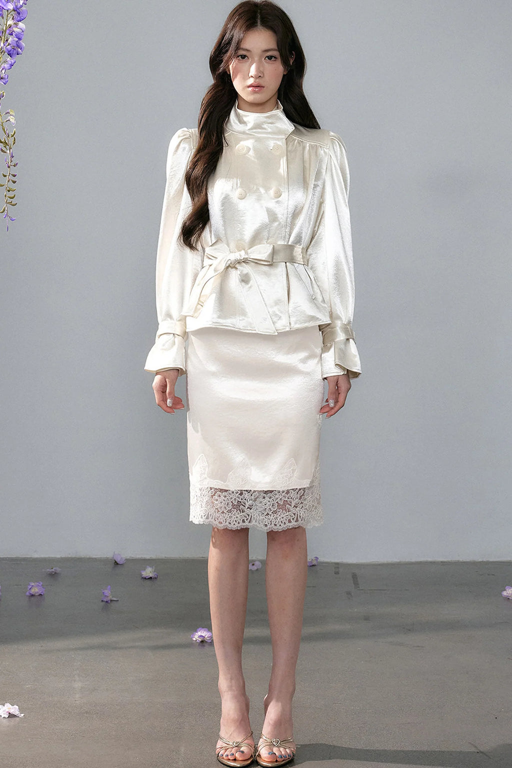 Lustrous Satin Lace Skirt
