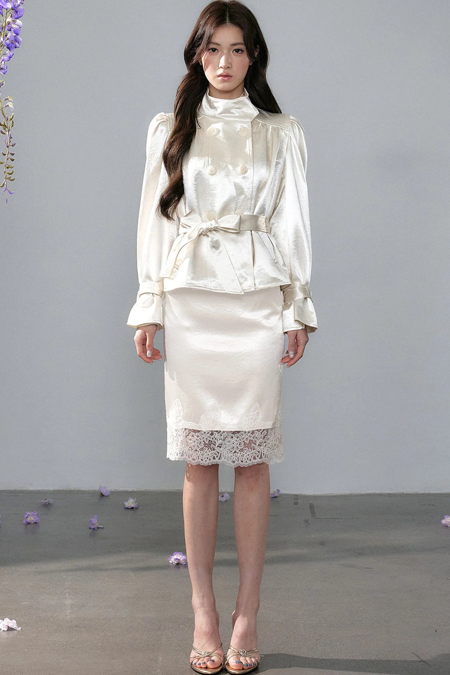 Lustrous Satin Lace Skirt
