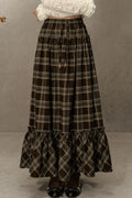 Elastic Waist Plaid Ruffle Skirt