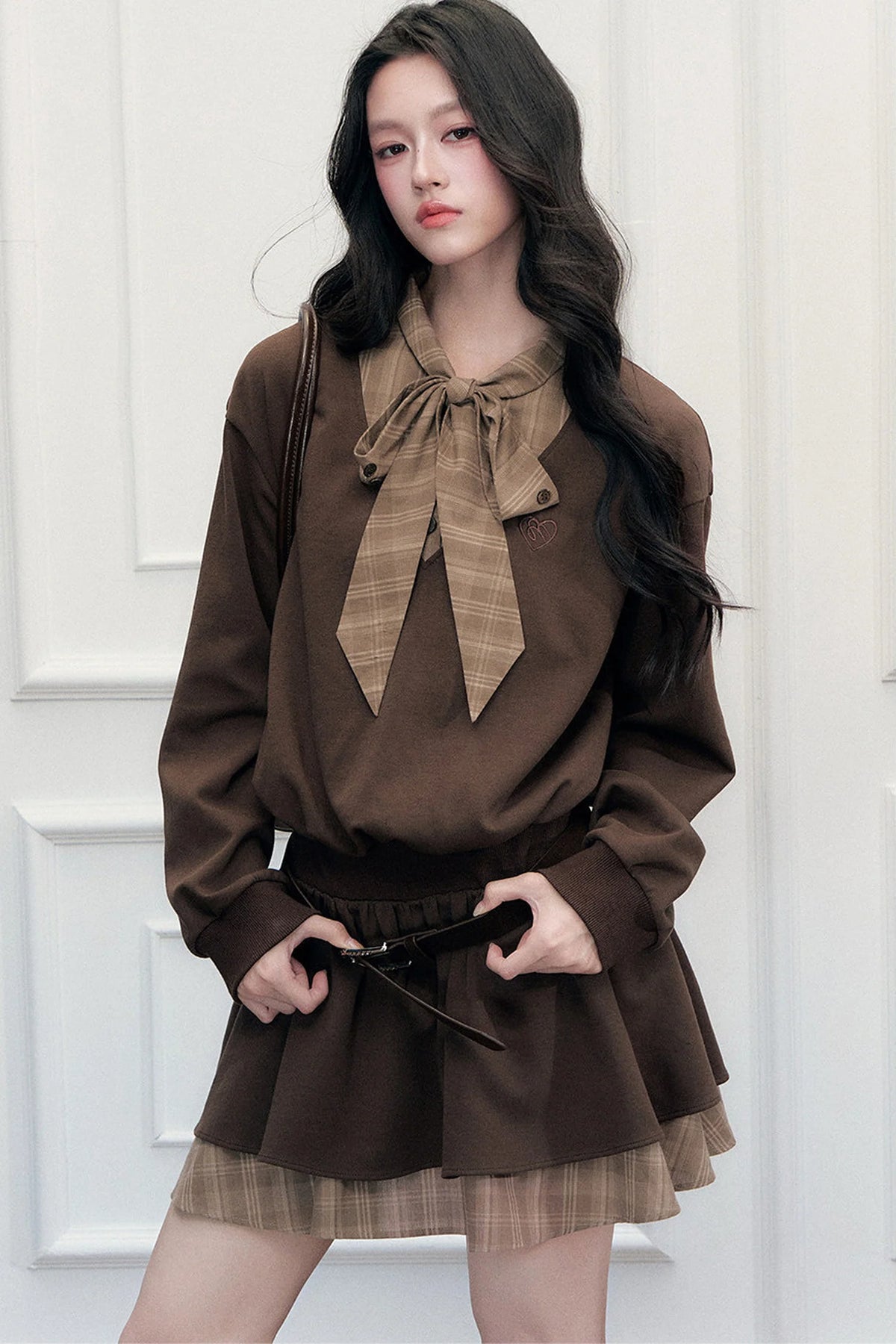 Plaid Tie Layered-Look Dress