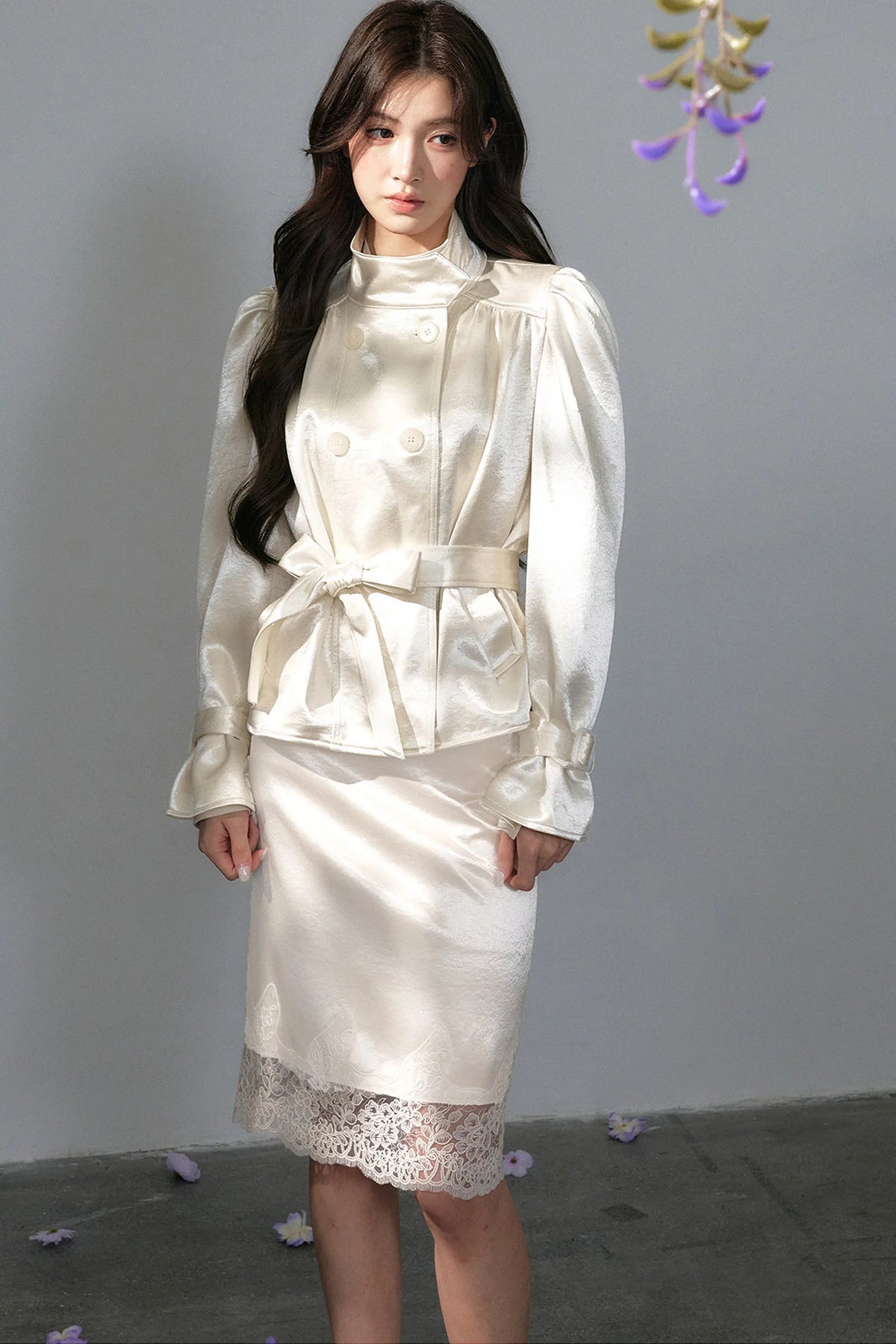 Lustrous Satin Lace Skirt