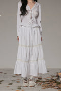 White Hollow Tiered Skirt