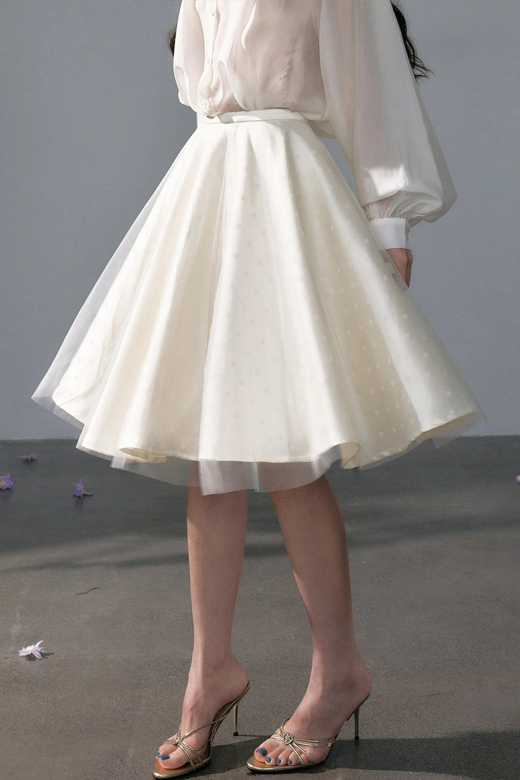 Polka Dot Satin Sun Swing Skirt