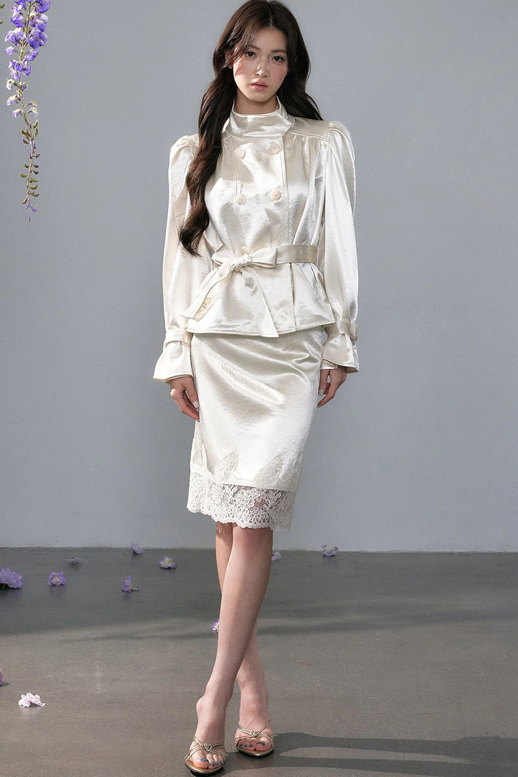 Lustrous Satin Lace Skirt