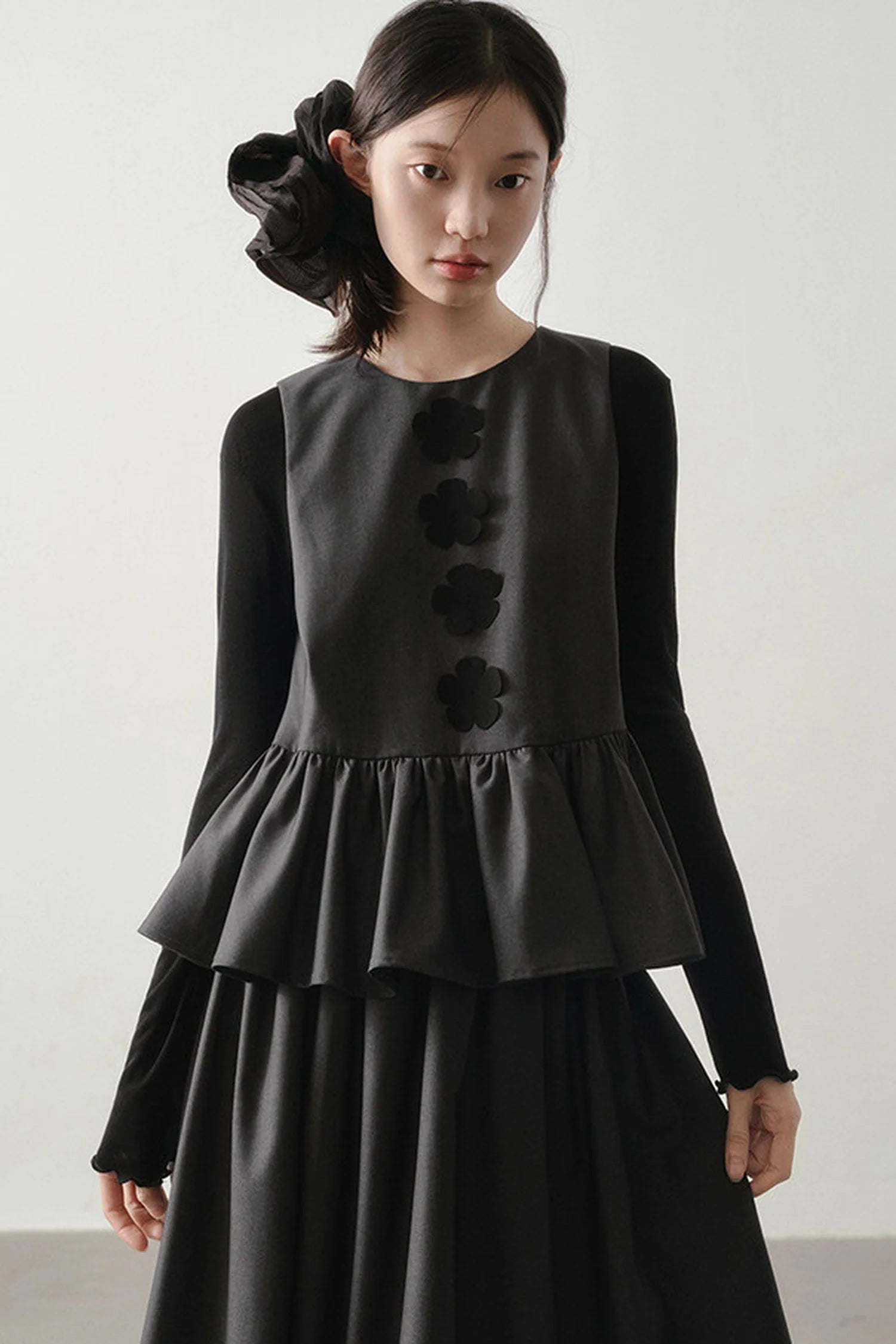 Petal Design Two-Piece Top Skirt Set