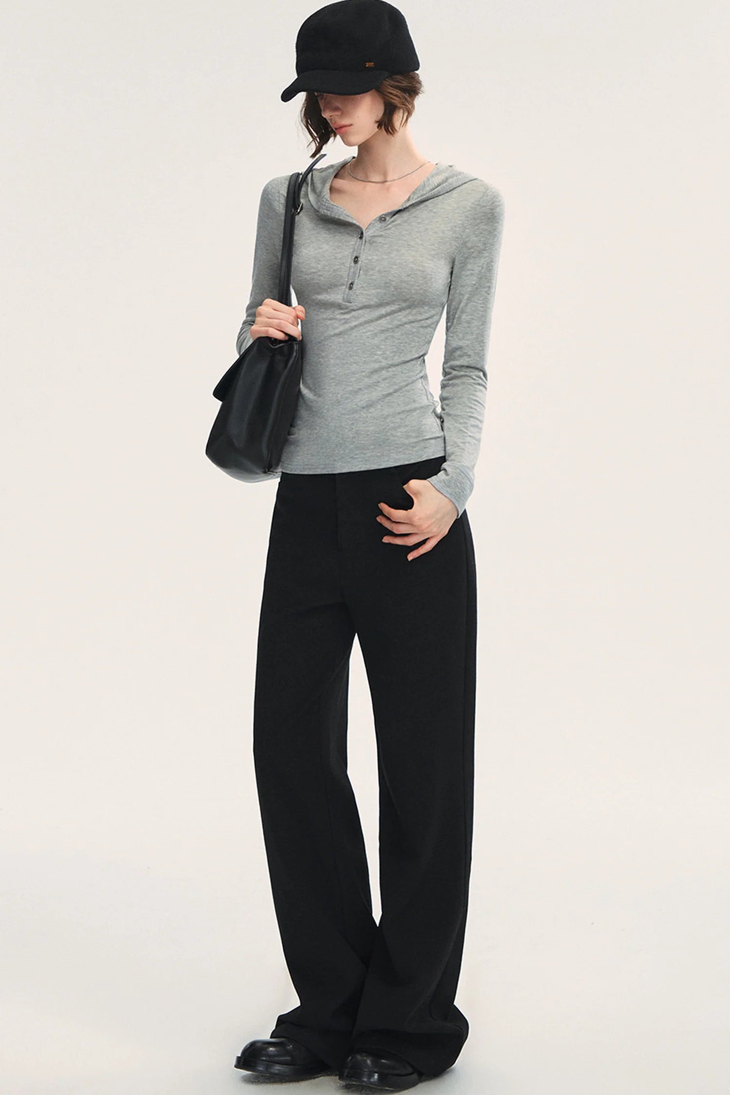 Stretchy Wool Blend Hooded T-Shirt