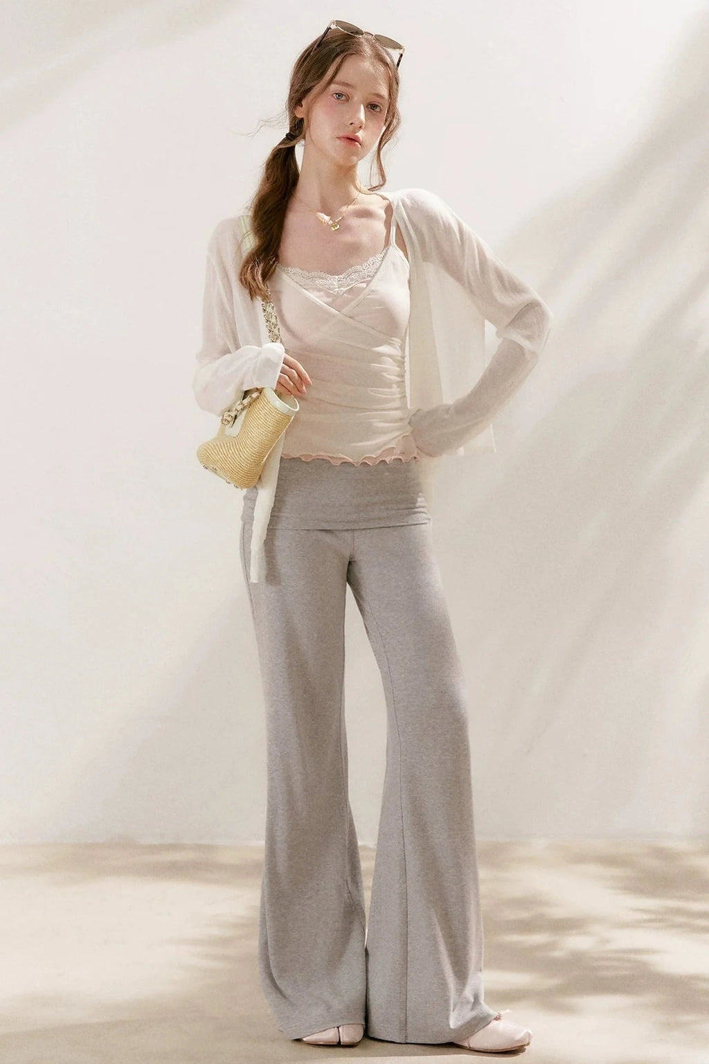 Wide Waist Straight Leg Knit Pants