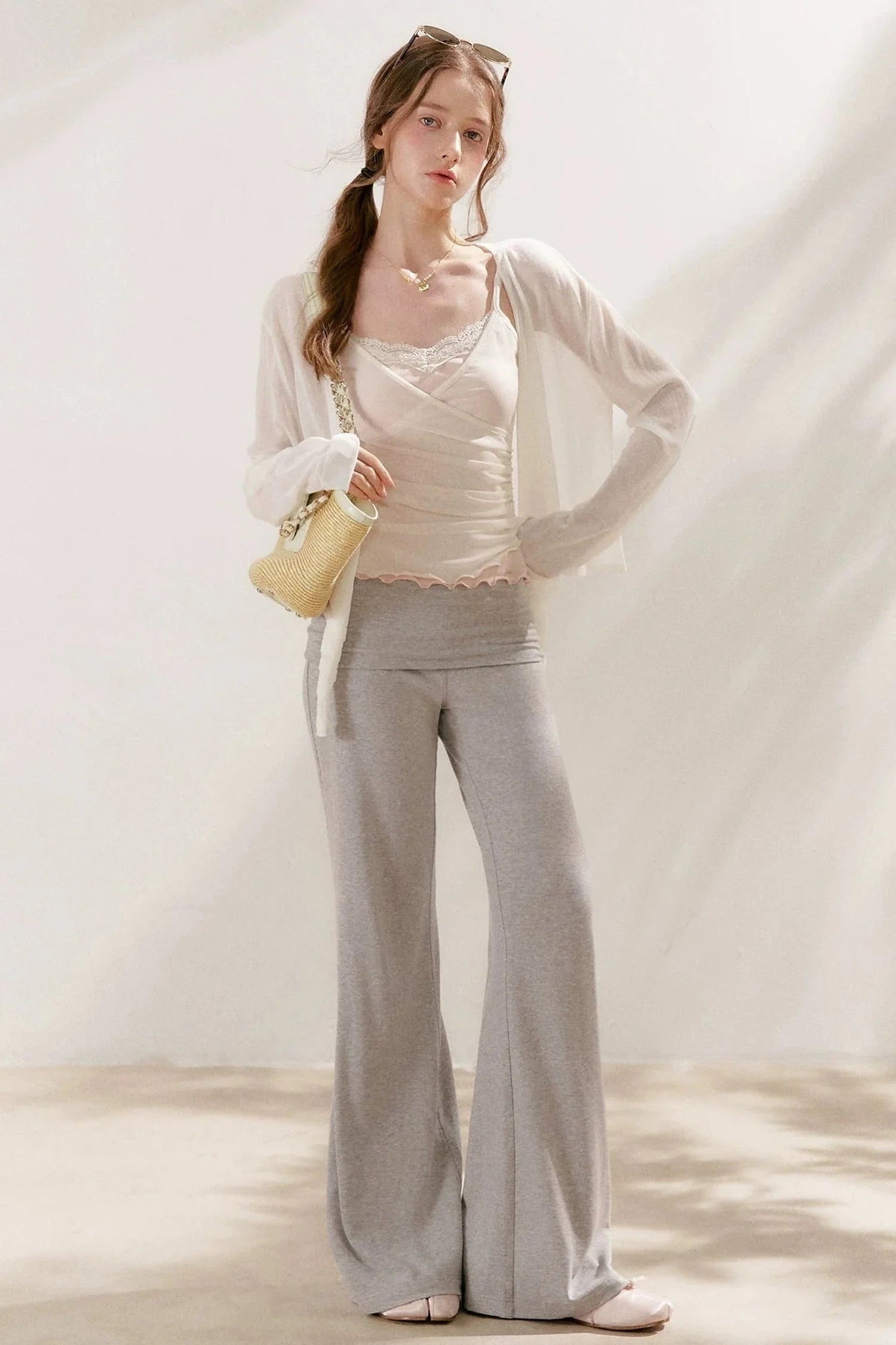 Wide Waist Straight Leg Knit Pants