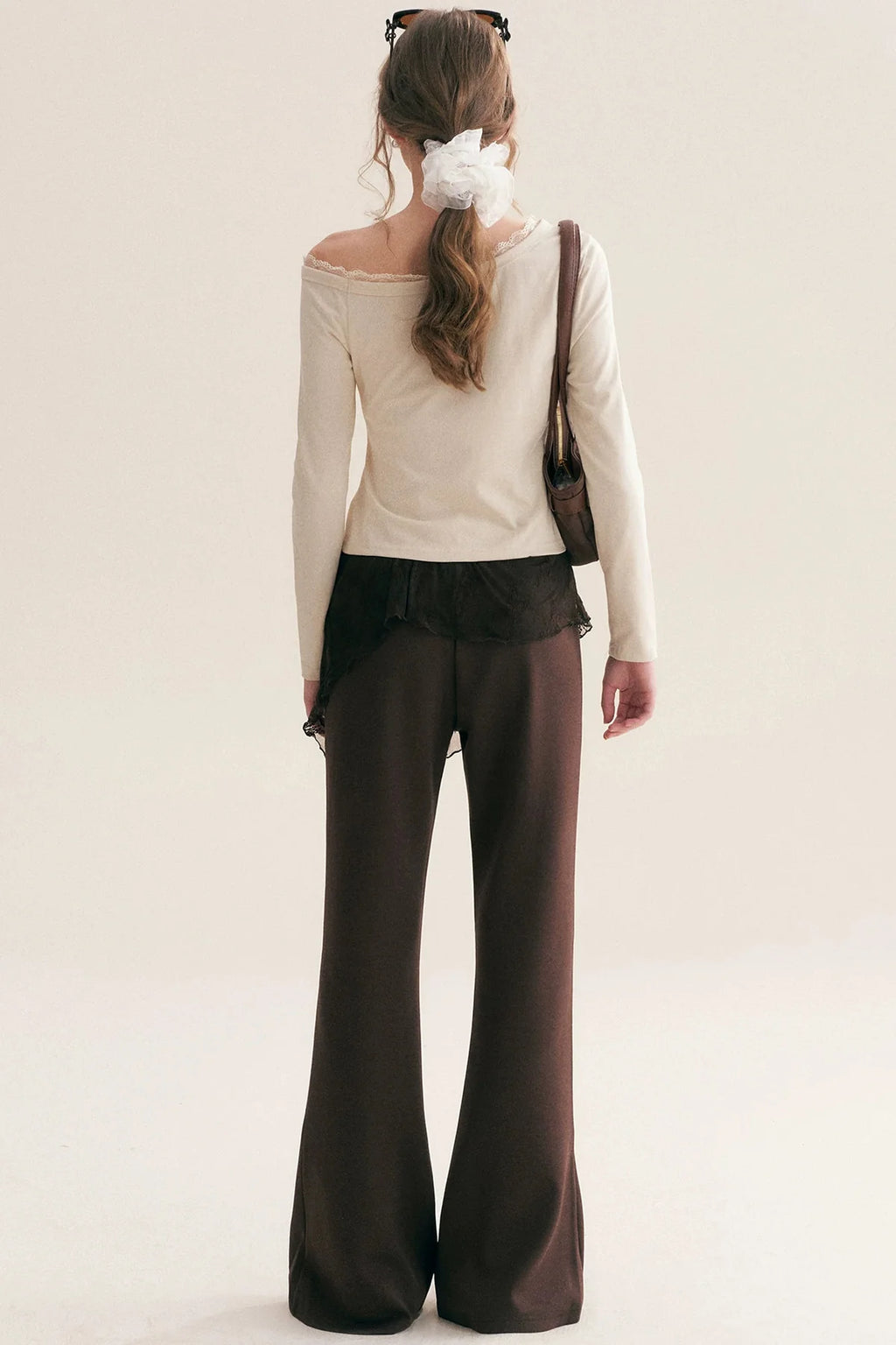 Custom-Dyed Irregular Lace Skirt Overlay Flared Pants