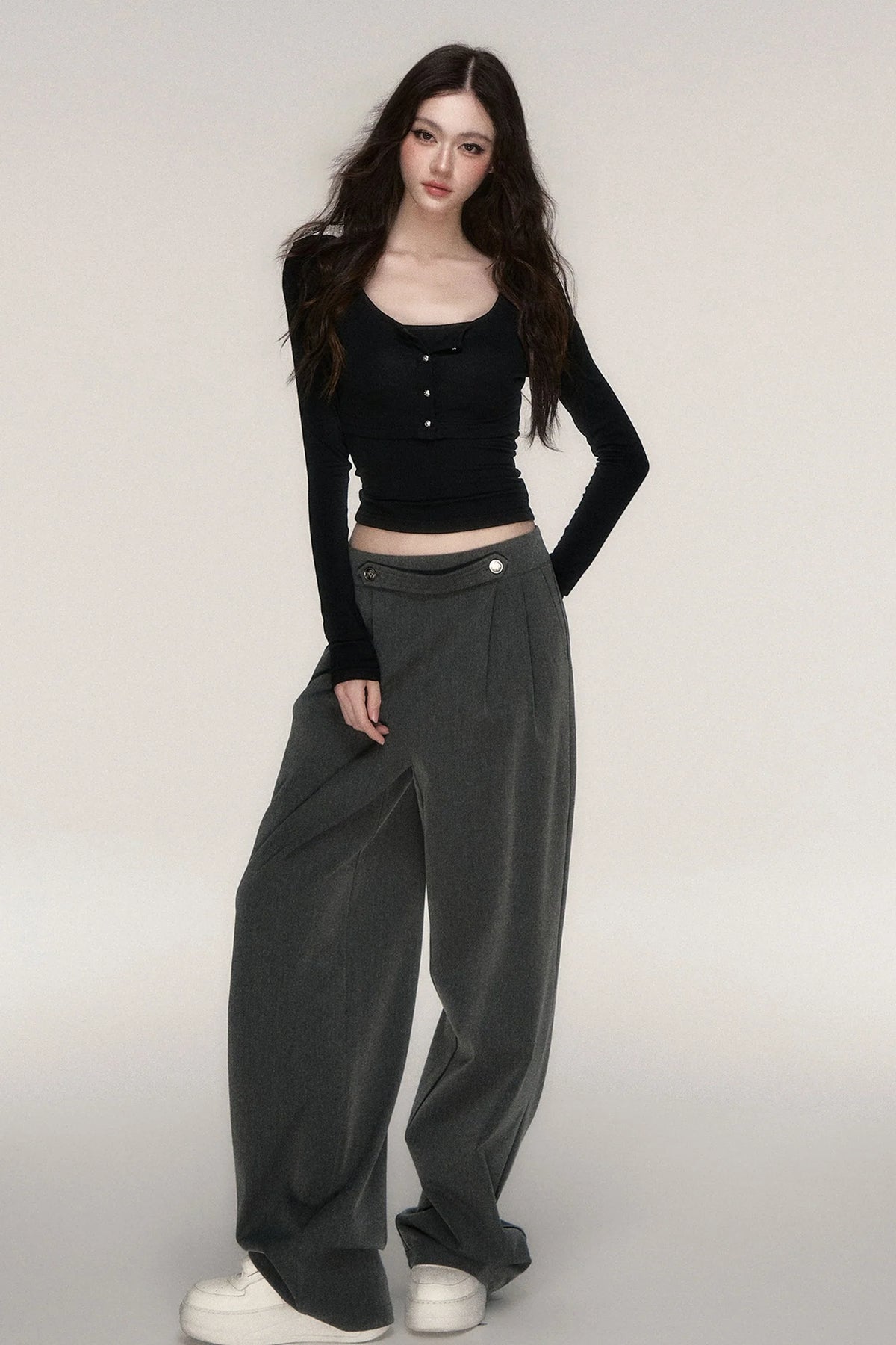Long-Sleeved Top and Camisole Set