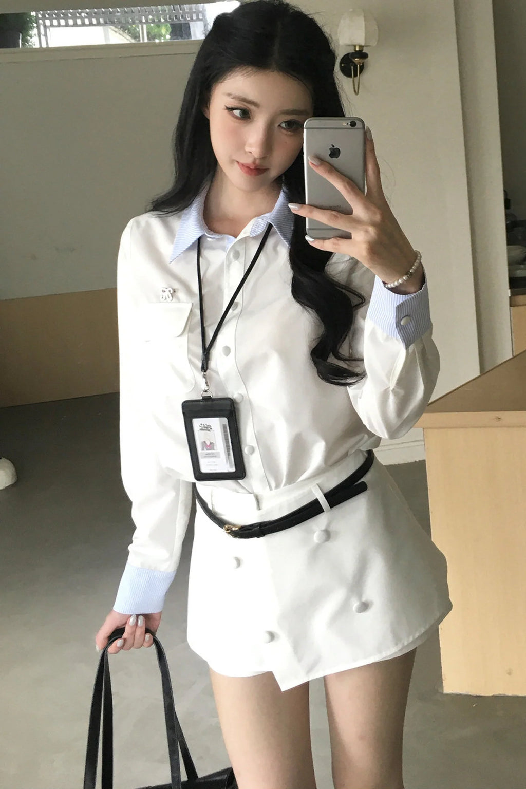 Elegant Shirt and Skirt Two-Piece Set-Up