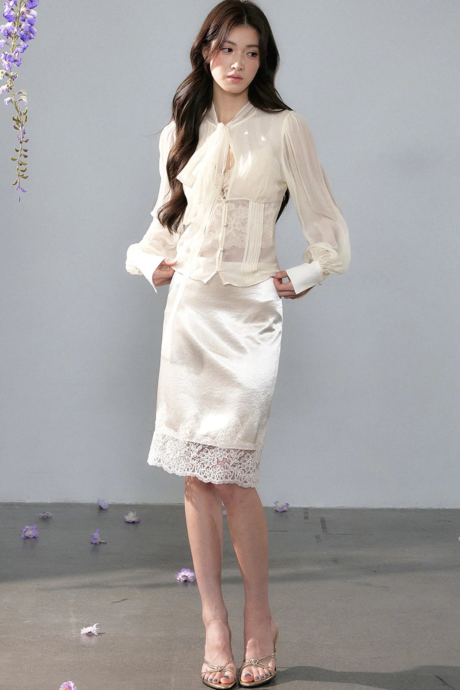 Lustrous Satin Lace Skirt
