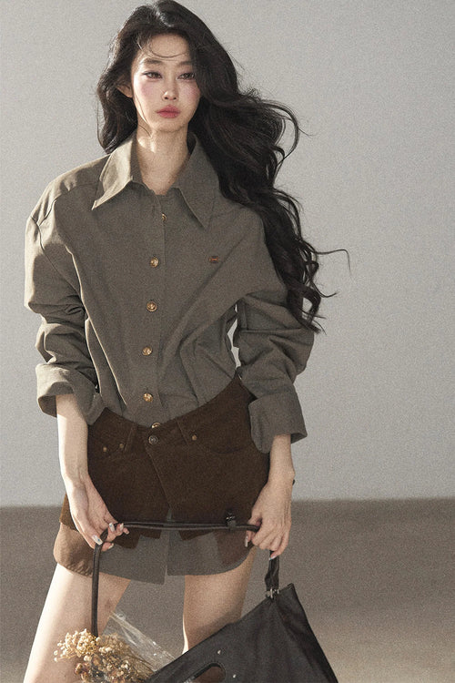 Autumnal Botanical Shirt and Skirt Set