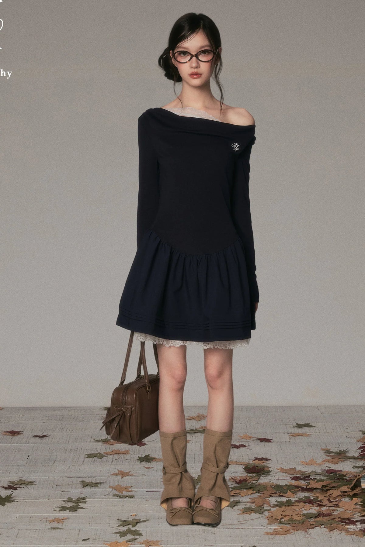 Off-Shoulder Polka Dot Lace Patchwork Dress