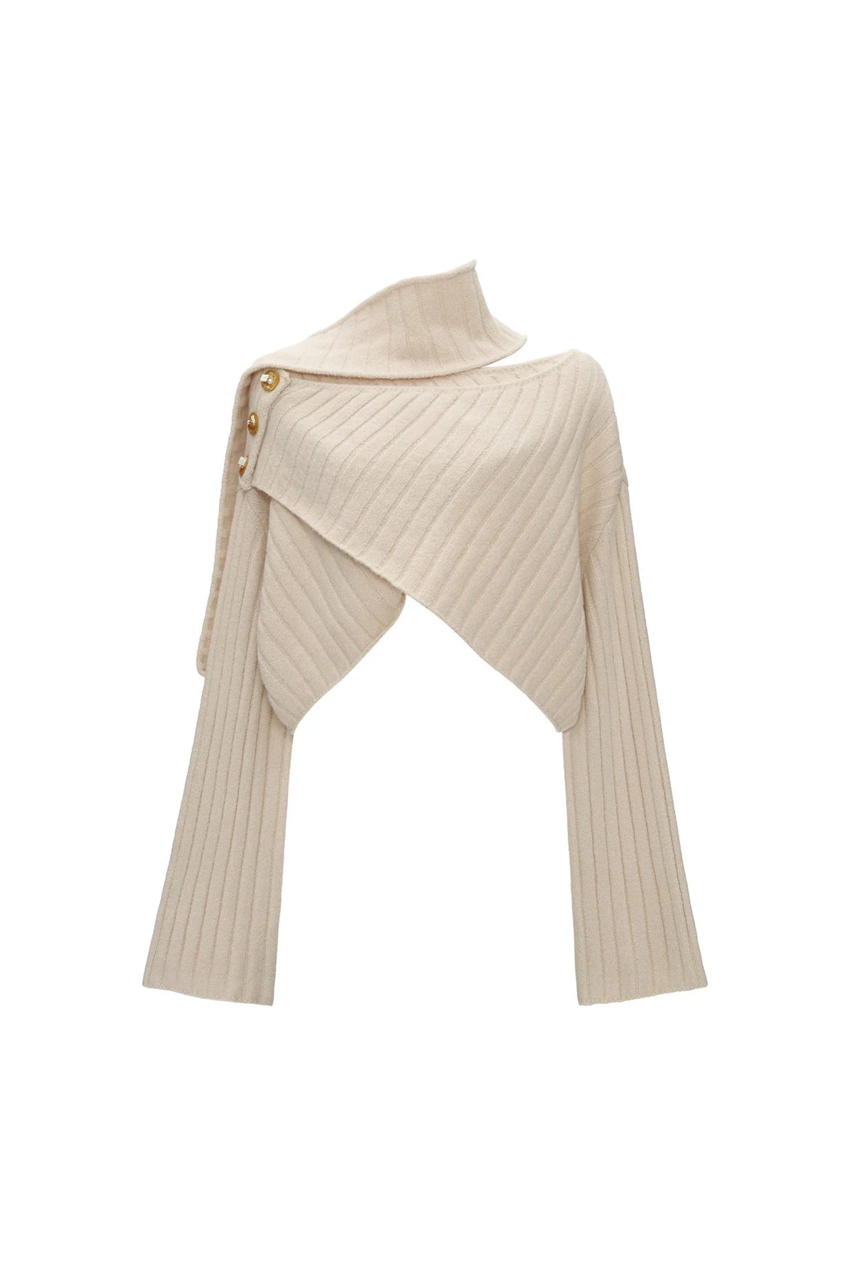 Cross Wide-Neck Knit Sweater