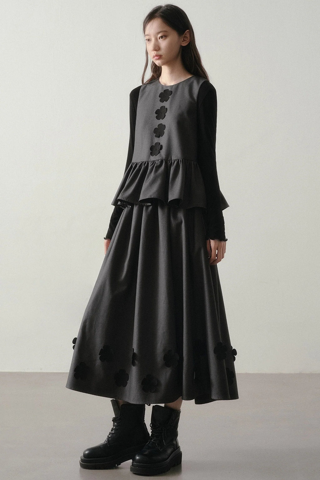 Petal Design Two-Piece Top Skirt Set