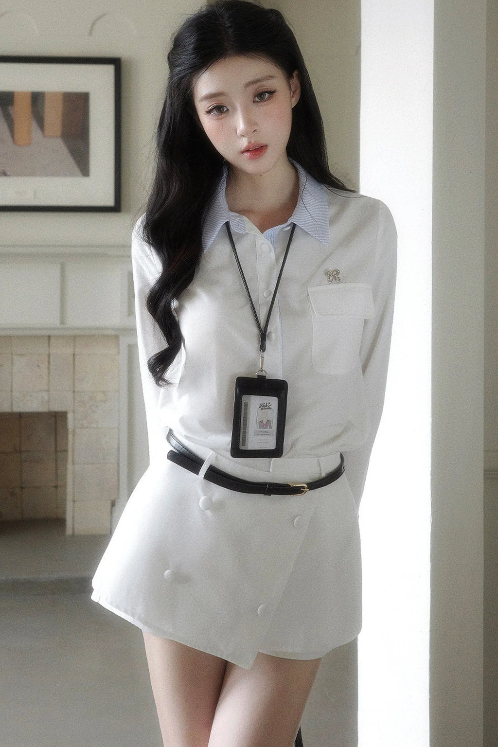 Elegant Shirt and Skirt Two-Piece Set-Up