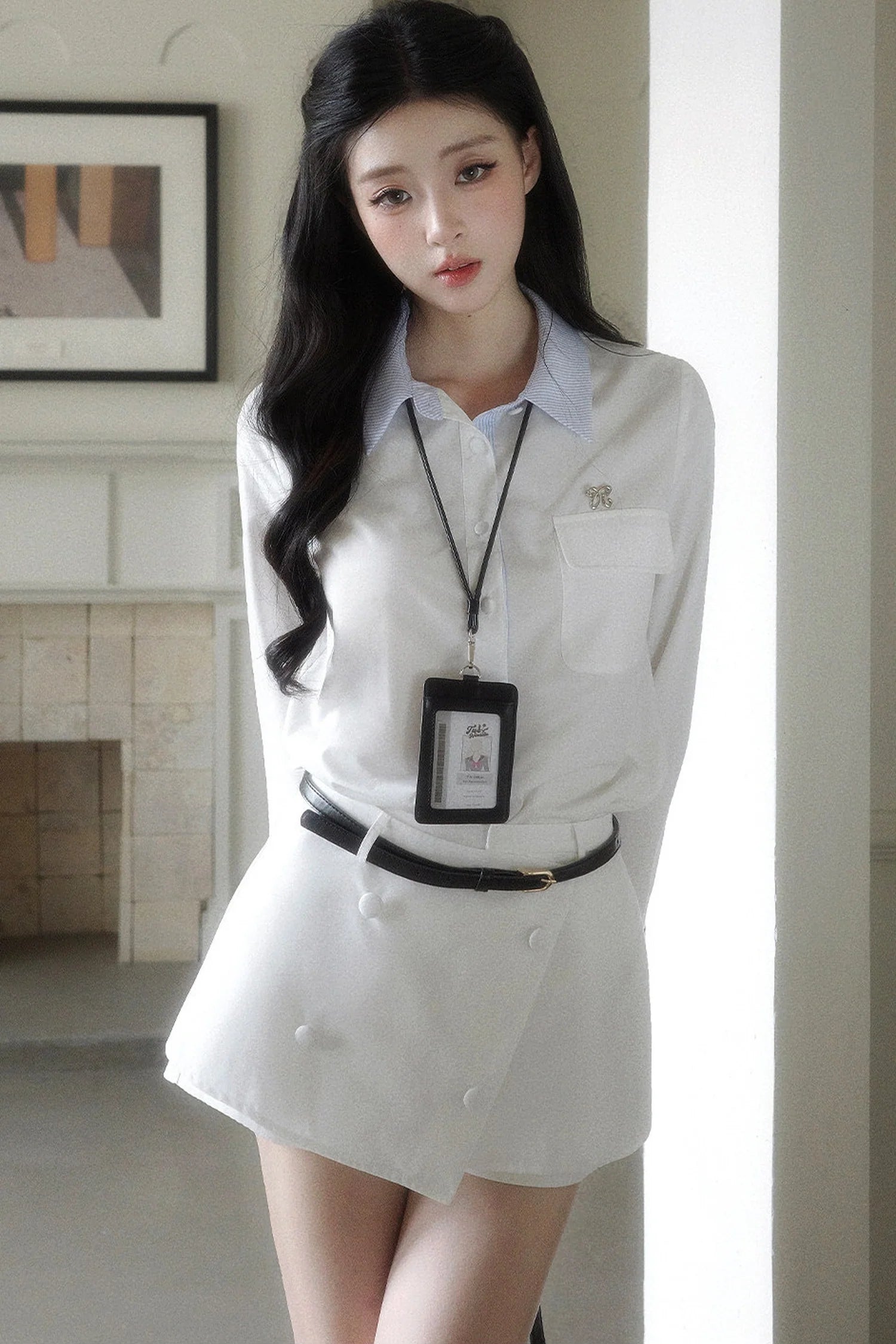 Elegant Shirt and Skirt Two-Piece Set-Up