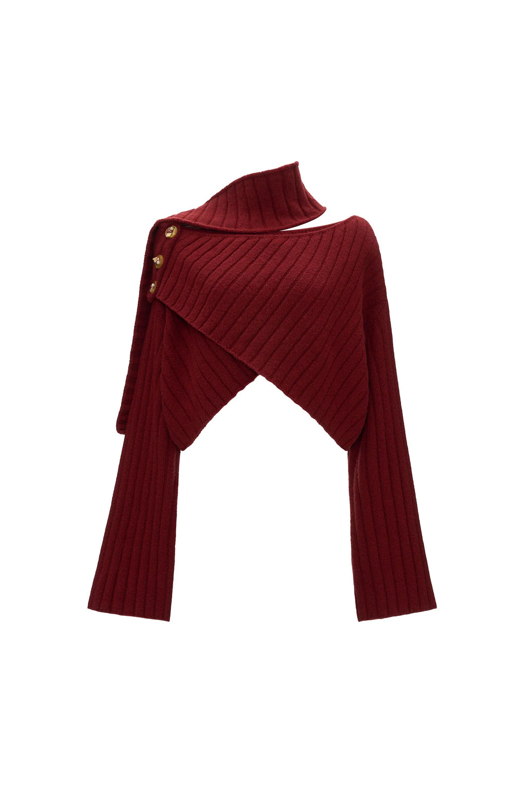 Cross Wide-Neck Knit Sweater