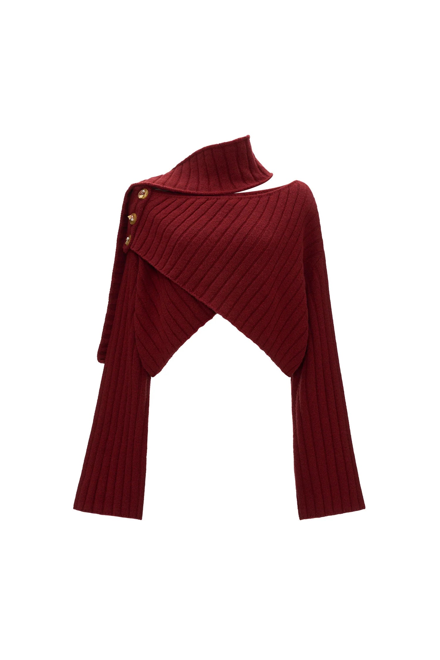 Cross Wide-Neck Knit Sweater