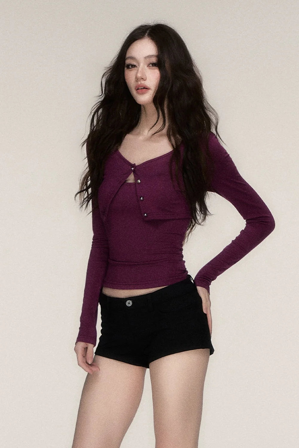 Long-Sleeved Top and Camisole Set