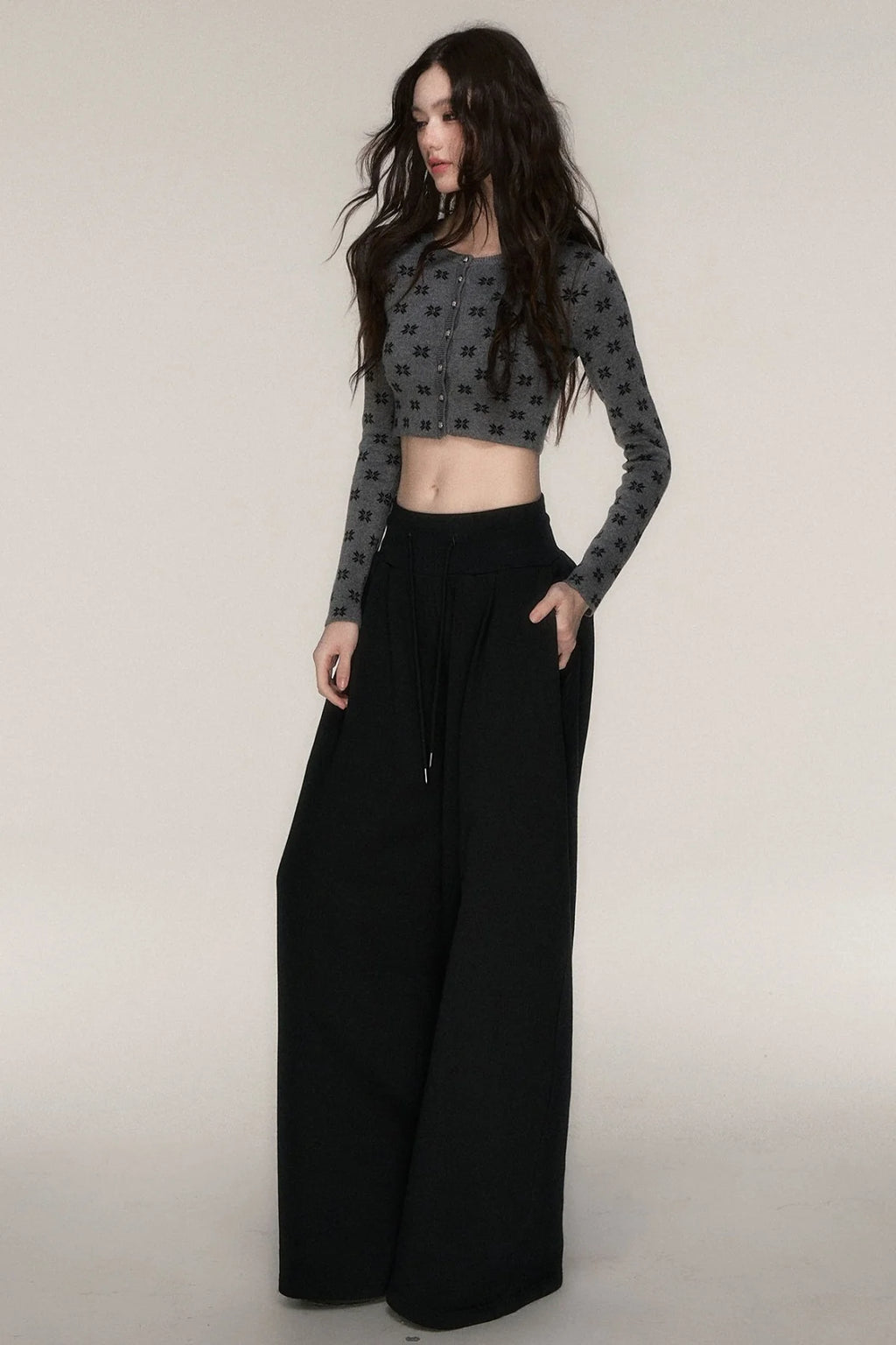 Grey Knit Cardigan and Skirt Set-Up