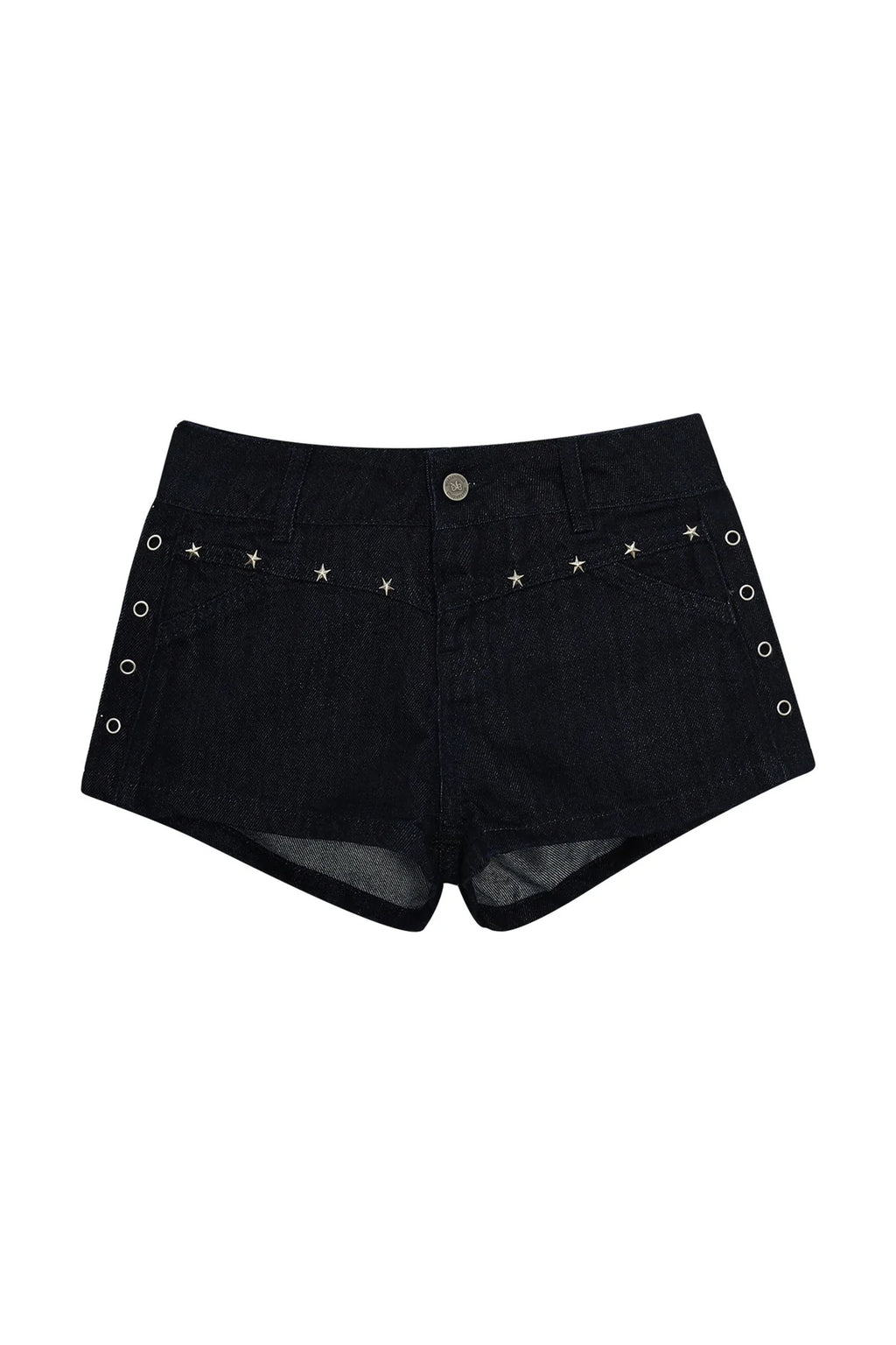 Studded Low-Waist Denim Shorts